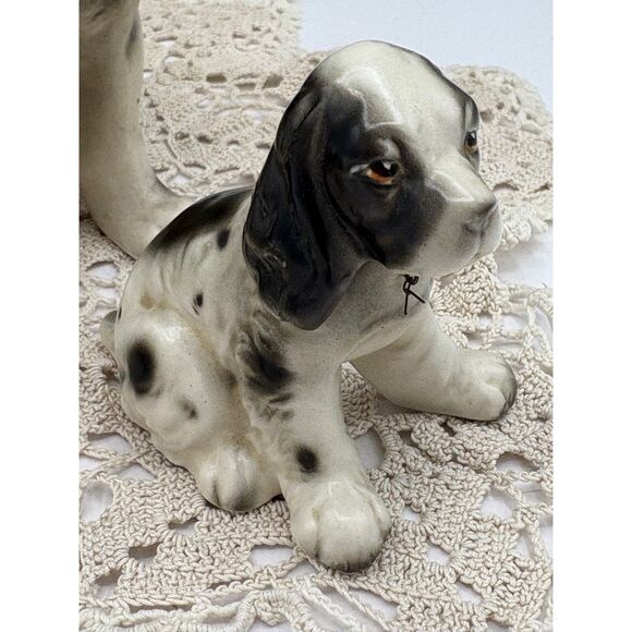 Large Vintage Springer Spaniel Cocker Set of 3 Mom and Puppies Black White - Picture 2 of 6